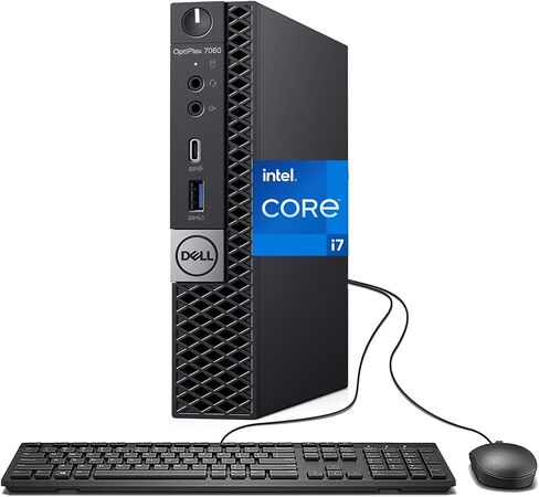 كمبيوتر Dell OptiPlex 7060 Mini PC، Intel Core i7-8700T، ذاكرة الوصول العشوائي 8 جيجابايت، 256 جيجابايت SSD، الماوس ولوحة المفاتيح، 7060 Micro Desktop، Windows 11 Pro (متجدد) in Kuwait