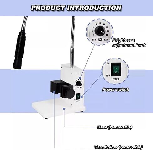 Fiber Optic Microscope Illuminator, with Dual Gooseneck LEDs, 500mm Flexible Light Tube, 6000K Cool Light, Adjustable Aperture for Stereo Zoom Microscopes, Lab Imaging in Kuwait