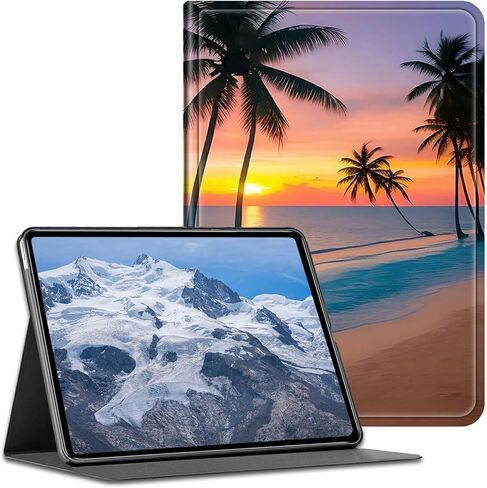 Case for 7" Kindle Paperwhite (12th Generation,2024)&Kindle Colorsoft Signature Edition 7" PU Leather Shockproof Stand Protective Cover with Auto Wake/Sleep,Sunset Beach Palm Trees in Kuwait