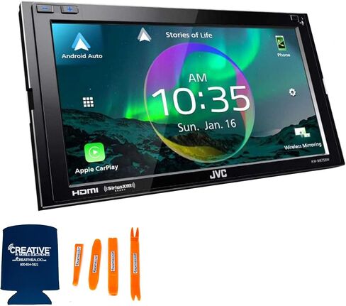 JVC KW-M875BW Digital Multimedia Receiver w/Wireless CarPlay and Android Auto, BT and High Res Audio (Does Not Play CDs) with PAC SWI-CP5 Steering Wheel Interface in Kuwait