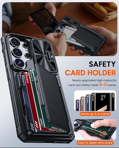 حافظة Vizvera لهاتف Samsung Galaxy S26 Ultra RFID [حامل بطاقات] [غطاء كاميرا] [حافة مرتفعة] حافظة هاتف سيليكون متينة مقاومة للصدمات لهاتف Galaxy S26 Ultra 6.9 بوصة 2026، أسود in Kuwait