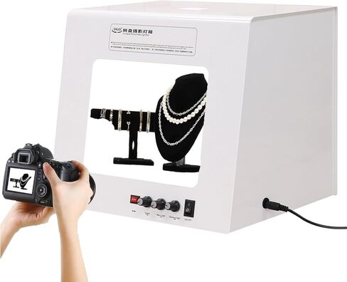 2 Lighting Modes Light Box & Soft Box, 3000K-5500K Color Temp, 5 Color Photography Backdrops Photo Box with Electric Rotating Platform, for Jewelry and Product Photography in Kuwait