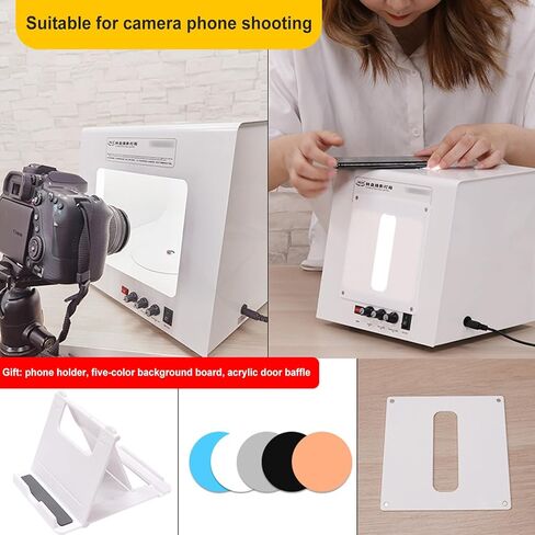 2 Lighting Modes Light Box & Soft Box, 3000K-5500K Color Temp, 5 Color Photography Backdrops Photo Box with Electric Rotating Platform, for Jewelry and Product Photography in Kuwait