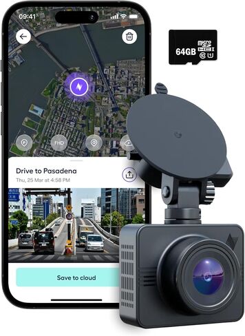 Nexar Rear Dash Cam - يمكن استخدامها فقط عند تجميعها مع Nexar Beam2 Mini أو Beam2 - كاميرا Dash للتخزين السحابي عالية الدقة وغير محدودة للسيارات - تتضمن بطاقة SD سعة 32 جيجابايت in Kuwait