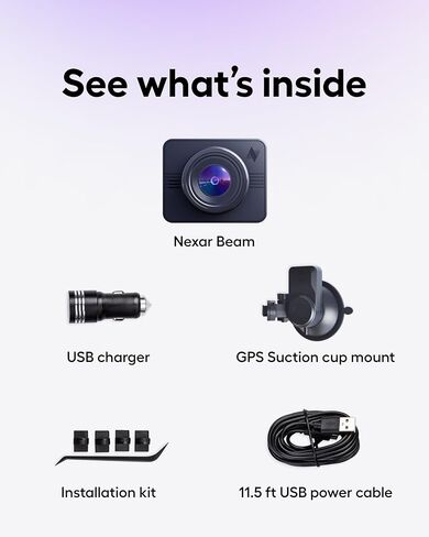 Nexar Rear Dash Cam - يمكن استخدامها فقط عند تجميعها مع Nexar Beam2 Mini أو Beam2 - كاميرا Dash للتخزين السحابي عالية الدقة وغير محدودة للسيارات - تتضمن بطاقة SD سعة 32 جيجابايت in Kuwait
