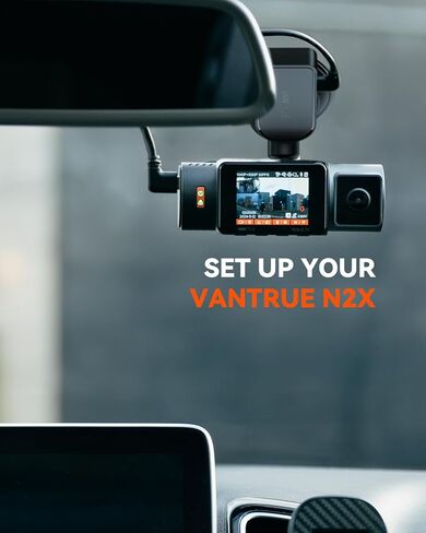 【الحزمة: كاميرا Vantrue N2X الأمامية والداخلية + حامل كأس شفط GPS】 كاميرا داش كام مزدوجة، كاميرا كابينة بالأشعة تحت الحمراء، STARVIS 2، نظام تحديد المواقع العالمي (GPS)، وضع ركن السيارة لمدة 24 ساعة، كاميرا داش واي فاي لسائقي سيارات الأجرة اليومية في Ride in Kuwait