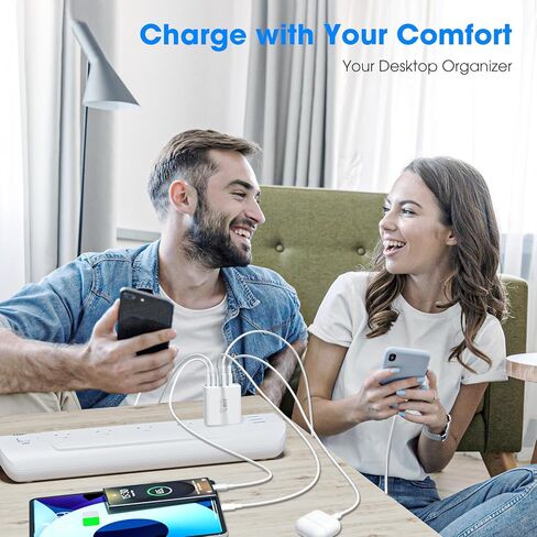 كتلة شاحن سريع USB C، 2 حزمة شحن متعددة المنافذ بقدرة 60 وات، 2 USB A & 3 USB C PD3.0 قابس شحن محول الطاقة لهاتف iPhone 16/15/14/13/iPad Mini/Pro/AirPods 4/GalaxyS23 (أبيض) in Kuwait