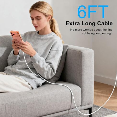 شاحن من النوع C شحن سريع لهاتف iPhone 17، 2 حزمة شاحن USB C بقدرة 40 وات مع كابل USB C إلى USB C بطول 6 أقدام، سلك شحن سريع متوافق مع iPhone 17/17 Pro/17 Pro Max/Air/16/16 Pro/16 Plus/15 in Kuwait