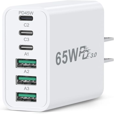 كتلة شاحن USB C 65 وات، Costyle متعدد المنافذ سريع USB C شاحن حائط قابس محول الطاقة PD 45W نوع C كتلة شحن لهاتف iPhone 17 16e 15 14 13 12 11 Pro Max Pad Galaxy S26 Ultra Tablet in Kuwait