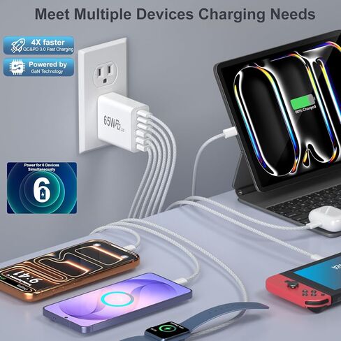 كتلة شاحن USB C 65 وات، Costyle متعدد المنافذ سريع USB C شاحن حائط قابس محول الطاقة PD 45W نوع C كتلة شحن لهاتف iPhone 17 16e 15 14 13 12 11 Pro Max Pad Galaxy S26 Ultra Tablet in Kuwait