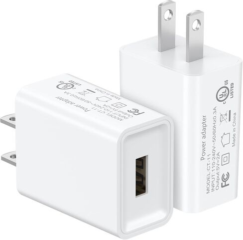 2 حزمة شاحن USB 10 واط، شاحن جداري سريع الشحن ومحول طاقة مكعب من الطوب لهاتف iPhone 14 13 12 11 Pro Max SE XS XR X 8 7 6 6S Plus (أبيض) in Kuwait
