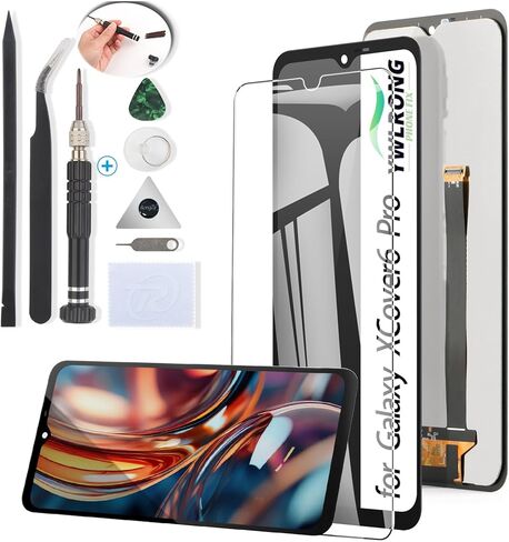 بديل شاشة Samsung Galaxy XCover6 Pro لهاتف Samsung XCover6 Pro SM-G736U مجموعة محول رقمي لشاشة تعمل باللمس مع أدوات (أسود) in Kuwait