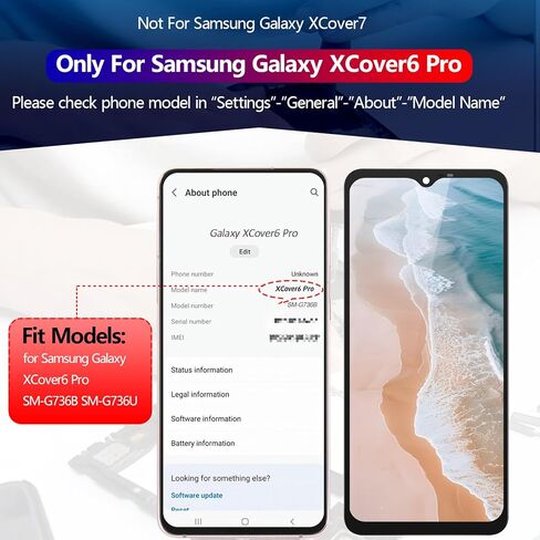 بديل شاشة Samsung Galaxy XCover6 Pro لهاتف Samsung XCover6 Pro SM-G736U مجموعة محول رقمي لشاشة تعمل باللمس مع أدوات (أسود) in Kuwait