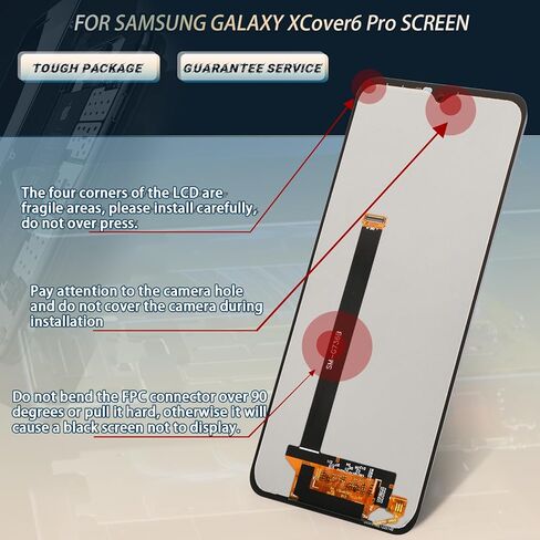 بديل شاشة Samsung Galaxy XCover6 Pro لهاتف Samsung XCover6 Pro SM-G736U مجموعة محول رقمي لشاشة تعمل باللمس مع أدوات (أسود) in Kuwait
