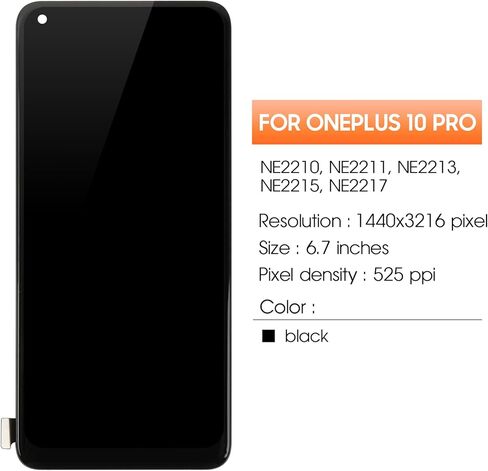 استبدال شاشة TFT لـ OnePlus 10 Pro لشاشة OnePlus 10 Pro/OnePlus 11 LCD NE2210، NE2211، NE2213، NE2215، NE2217 جزء استبدال مجموعة شاشة LCD تعمل باللمس (بدون بصمة الإصبع) in Kuwait