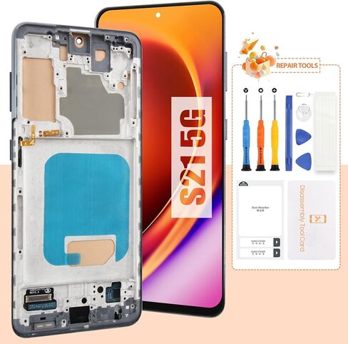 شاشة غير أصلية لهاتف Samsung Galaxy S21 5G بديلة لشاشة Samsung G991 LCD SM-G991B، SM-G991U أجزاء إصلاح مجموعة التحويل الرقمي التي تعمل باللمس مع إطار (أسود بدون وظيفة بصمة الإصبع) in Kuwait