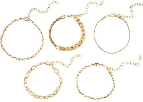 FUTIMELY Layered Gold Chain Link Bracelet Set for Women 14K Gold Plated Snake Pearl CZ Dainty Classic Adjustable Paperclip Bracelets for Girls Jewelry in Saudi Arabia