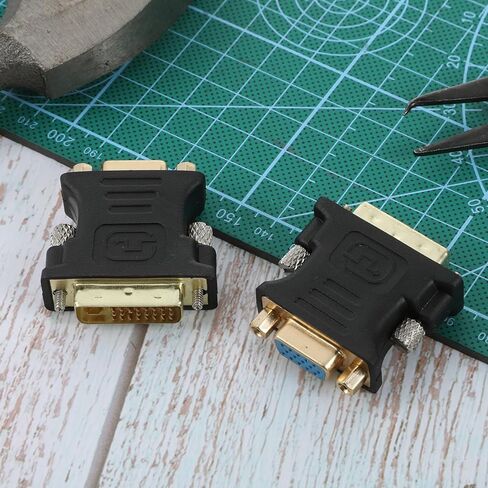 2 قطعة محول DVI إلى VGA، DVI ذكر إلى VGA أنثى عالي السرعة DVI-I24+5 محول منافذ 24+1 Pin VGAto DVICable لـ DVD HDTV Plasma وجهاز العرض in Kuwait