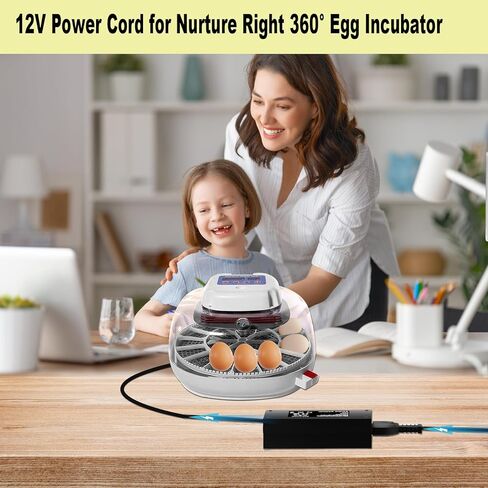 12V Power Cord for Nurture Right 360° Egg Incubator Compatible with Nurture Right 360° Egg Incubator Charger Power Adapter Cord in Kuwait