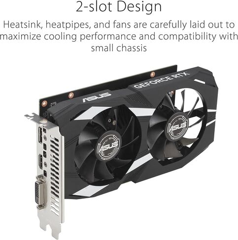 بطاقة رسومات الألعاب ASUS Dual NVIDIA GeForce RTX 3050 6GB OC Edition - PCIe 4.0، ذاكرة GDDR6 سعة 6 جيجابايت، HDMI 2.1، DisplayPort 1.4a، تصميم بفتحتين، تصميم مروحة Axial-tech، تقنية 0dB، دعامة فولاذية in Kuwait