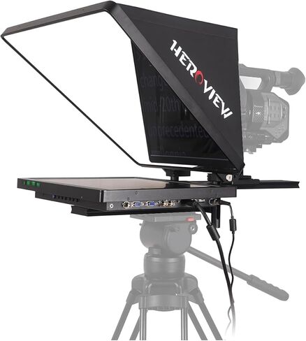 Heroview 19" XBASE Series High Brightness Single Monitor Studio teleprompter 1600nits HDMI/VGA/Tally, Software Included, Tempered Glass Easy Set-up, for Studios, Interview, Live Stream,Education in Kuwait
