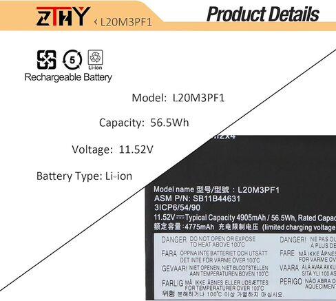 L20M3PF1 L20C3PF1 L20D3PF0 L20L3PF1 Laptop Battery Replacement for Lenovo Ideapad 5 Pro-14ACN6/5 Pro-14ITL6/5 Pro-14IAP7/ 5 Pro-14ARH7, Lenovo XiaoXin Air 14+ ACH ACN ITL IAP 2021 Series 11.52V 56.5Wh in Kuwait