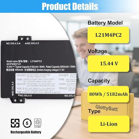 استبدال بطارية L21D4PC1 L21M4PC2 لجهاز Lenovo Legion 5 15ARH7H 15IAH7H Legion 5 Pro 16IAH7H 16ARH7H سلسلة بطارية الكمبيوتر المحمول L21C4PC1 L21M4PC3 L21B4PC0 SB11F24153 5B11F24152 80Wh in Kuwait