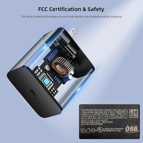 شاحن USB C 60 وات مع كابل 5 أمبير لمحول شحن سريع للغاية لهاتف Samsung S26 Ultra S25 S23 A17 A16 محول طاقة قابس الحائط لهاتف iPhone 17 Pro Max 16 15 Pixel 10a 9a USB-C إلى Type C PD Charge Cord 1M in Kuwait