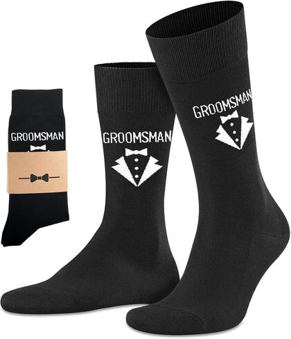 BUENWAZ Men's Wedding Socks Gift Pack, Groom Socks, Groomsmen Socks, Best Man Socks in Kuwait