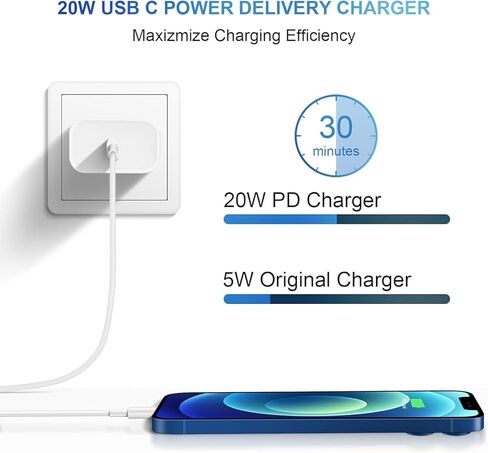 20W Fast Charger 3 Pack with 4 Pack 6FT Type C to C Cables,USB C Wall Charger Blocks Compatible with iPhone 17/17 Plus/17 Pro/17 Pro Max/16/16 Plus/16 Pro/16 Pro Max/15/15 Pro Max in Kuwait