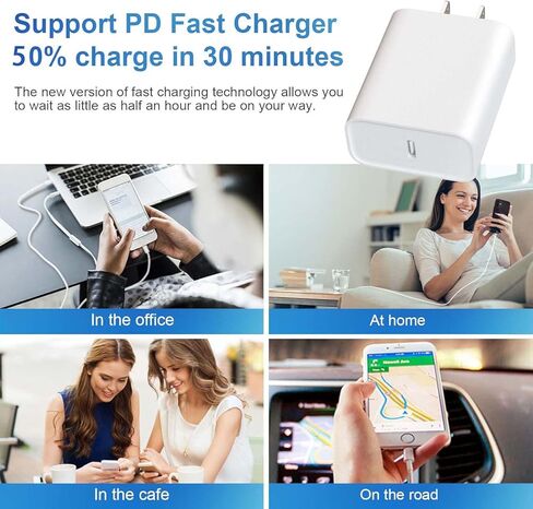 20W Fast Charger 3 Pack with 4 Pack 6FT Type C to C Cables,USB C Wall Charger Blocks Compatible with iPhone 17/17 Plus/17 Pro/17 Pro Max/16/16 Plus/16 Pro/16 Pro Max/15/15 Pro Max in Kuwait