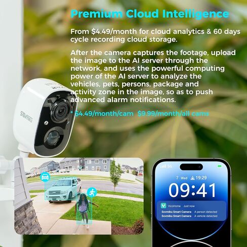 Vicohome C6S Security Camera Wireless Outdoor and 5W 5V Solar Panel,Battery Powered,Easy to Setup,PIR Motion Detection,Two Way Audio, Audible Flashlight Siren in Kuwait