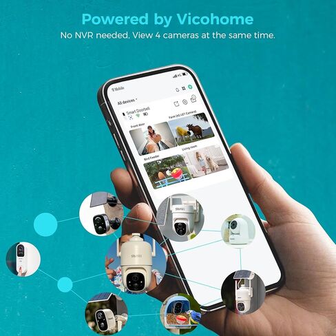 Vicohome C6S Security Camera Wireless Outdoor and 5W 5V Solar Panel,Battery Powered,Easy to Setup,PIR Motion Detection,Two Way Audio, Audible Flashlight Siren in Kuwait