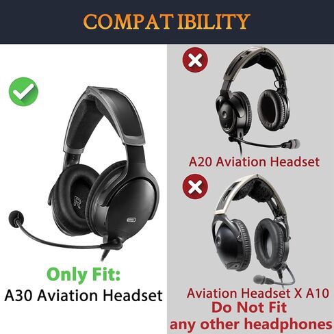 SOULWIT Lambskin Replacement Ear Pads for Bose A30 Aviation Headset, Earpads Cushions with High-Density Noise Isolation Foam - Black in Kuwait