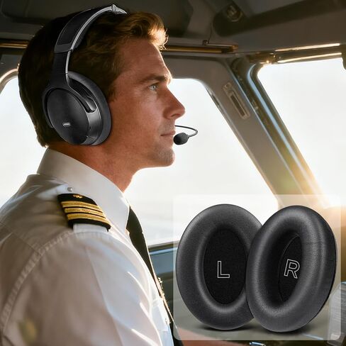 SOULWIT Lambskin Replacement Ear Pads for Bose A30 Aviation Headset, Earpads Cushions with High-Density Noise Isolation Foam - Black in Kuwait
