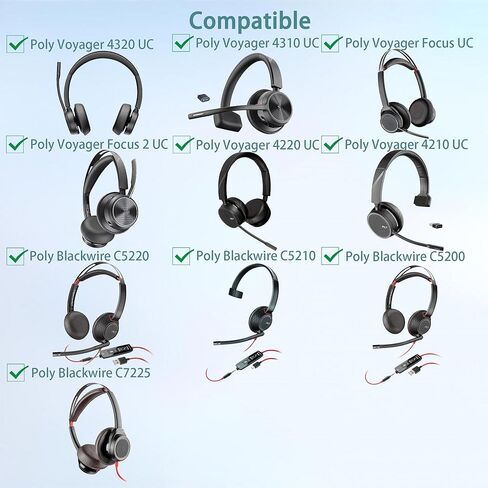 Voyager Focus 2 UC Headset Ear Pads Replacement,Voyager 4320 UC Earpads Compatible with Poly Voyager 4320 UC/4310 UC/Voyager Focus UC/Voyager Focus 2 UC Headsets(Protein Leather Ear Cushions) in Kuwait
