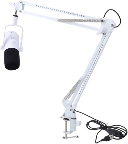 Gaming Microphone, XLR USB Dynamic PC Condenser Microphone Noise Cancellation RGB Streaming Mic Set with Boom Arm Mute Volume Control Headphone Jack for Podcast Recording (White) in Kuwait