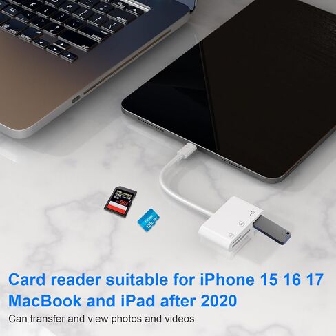قطعتان من قارئ بطاقات USB C إلى SD، وقارئ بطاقات ذاكرة SD/TF/USB 3 في 1، متوافق مع iPhone15 16 17، لنقل الصور/الفيديو in Kuwait