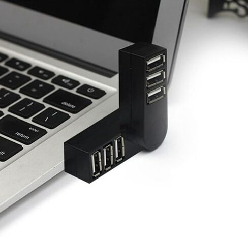 Portable 180 Degree Rotatable 3-Port USB Hub, High Speed Mini USB Splitter Expansion Adapter Compatible with Laptop, Desktop (White) in Kuwait