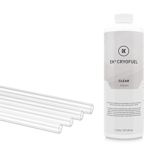 مجموعة EKWB EK-Loop 12 مم OD من الأكريليك الصلب (500 مم × 4) ومبرد EK-Cryofuel Clear Premix (1000 مل) in Kuwait