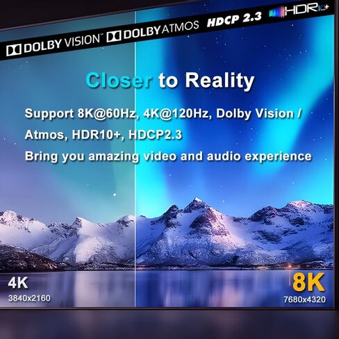 SkycropHD HDMI Switch 4K @ 120 هرتز 8K @ 60 هرتز 4 في 1 خارج HDMI مقسم محول تلقائي مع دعم عن بعد 48 جيجابت في الثانية، HDR10+، HDCP2.3، Dolby Vision، Atmos وCEC in Kuwait