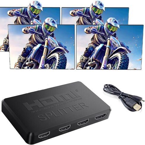 مقسم HDMI 4 في 1، يدعم النسخ/النسخ من شاشة مصدر واحدة إلى 4 شاشات HDM (نسخ الشاشة فقط، غير قابل للتوسيع)، مقسم HDMI بـ 4 منافذ للتلفزيون ثلاثي الأبعاد، 1080 بكسل، UHD (كابل HDMI غير متضمن) in Kuwait