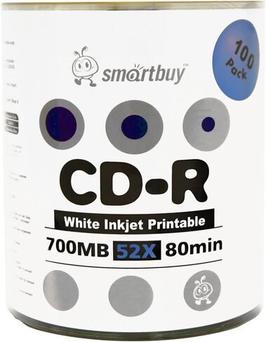 Smartbuy 6000-disc 700mb/80min 52x CD-R White Inkjet Hub Printable Blank Recordable Media Disc in Kuwait