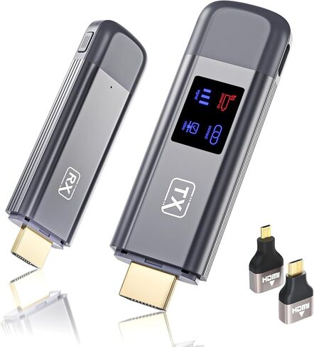 جهاز إرسال واستقبال HDMI لاسلكي TTQ، موسع HDMI لاسلكي TTQ يدعم 4K، غطاء معدني، شاشة LED، نطاق 100 قدم، 2.4G&5G، للكمبيوتر/الكمبيوتر المحمول/الكاميرا/HDTV/جهاز العرض/صندوق التلفزيون in Kuwait