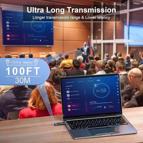جهاز إرسال واستقبال HDMI لاسلكي TTQ، موسع HDMI لاسلكي TTQ يدعم 4K، غطاء معدني، شاشة LED، نطاق 100 قدم، 2.4G&5G، للكمبيوتر/الكمبيوتر المحمول/الكاميرا/HDTV/جهاز العرض/صندوق التلفزيون in Kuwait