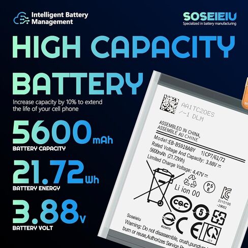 بطارية Galaxy S23 Ultra، بطارية 5600 مللي أمبير EB-BS918ABY ذات سعة عالية لبطارية Galaxy S23 Ultra SM-S918U/S918U1/S918B in Kuwait