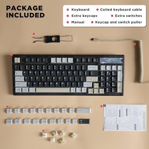 YUNZII Keynovo IF98 98 Key 96% 1800 لوحة مفاتيح ميكانيكية للألعاب ذات حشية قابلة للتبديل السريع مع أغطية مفاتيح PBT مزدوجة، وإضاءة خلفية RGB لجهاز Mac & Win (مفتاح خطي مخصص، أسود) in Kuwait