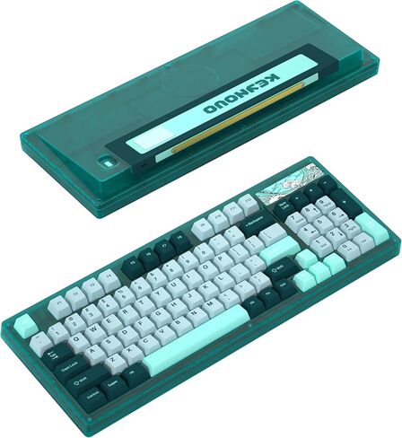YUNZII Keynovo IF98 98 Key 96% 1800 لوحة مفاتيح ميكانيكية للألعاب ذات حشية قابلة للتبديل السريع مع أغطية مفاتيح PBT مزدوجة، وإضاءة خلفية RGB لجهاز Mac & Win (مفتاح خطي مخصص، أخضر) in Kuwait