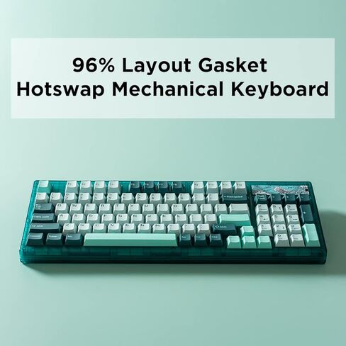 YUNZII Keynovo IF98 98 Key 96% 1800 لوحة مفاتيح ميكانيكية للألعاب ذات حشية قابلة للتبديل السريع مع أغطية مفاتيح PBT مزدوجة، وإضاءة خلفية RGB لجهاز Mac & Win (مفتاح خطي مخصص، أخضر) in Kuwait