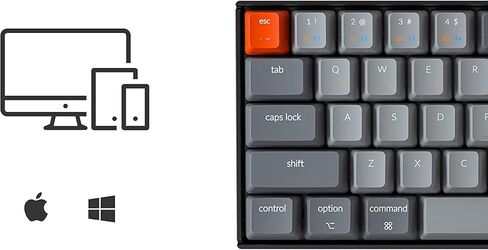 لوحة مفاتيح Keychron K6 Gaming Mechanicak لاسلكية/سلكية، تخطيط 65%، 68 مفتاحًا، لوحة مفاتيح بلوتوث مدمجة مع إضاءة خلفية بيضاء، تمرير N-Key، مفتاح Gateron G Pro Red لنظام التشغيل Mac Windows in Kuwait